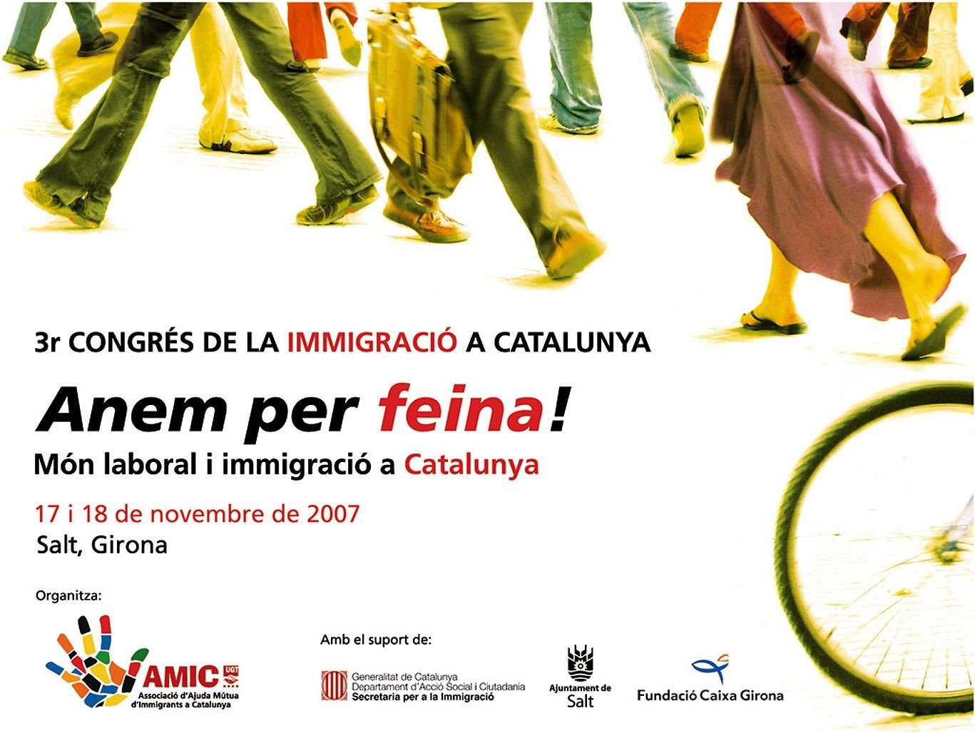 Cartell 3r Congrés de la Immigració a Catalunya — Anem per feina! — Salt, Girona, 2007
